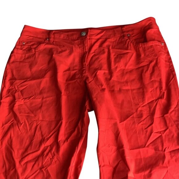 Zac & Rachel Womens Tapered Leg Ankle Pants Red 5 Pocket Design Plus Size 20W - Picture 13 of 16